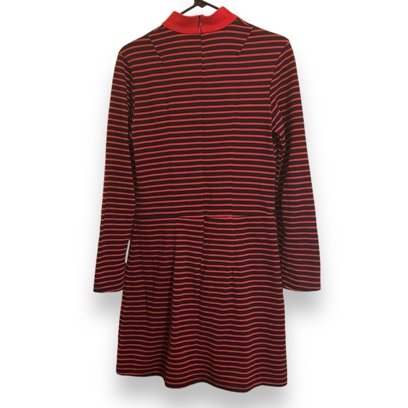 Bettie Page by Tatyana Kneelength Striped Mockneck Skater Swing Dress - Picture 5 of 7